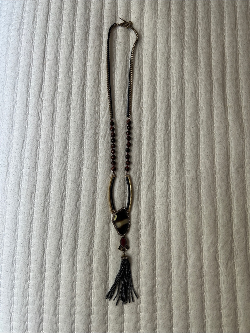 Chloe + Isabel Black and Deep Red Tassel Pendant Necklace